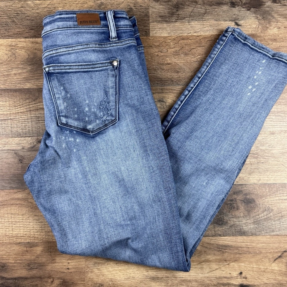 Judy Blue JB82169LT Jeans Women 9/29 Destroyed Boyfriend Bleach Splatter